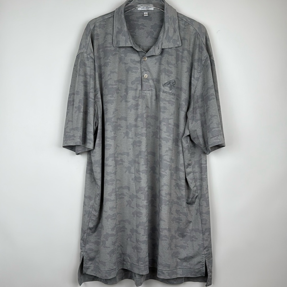 Peter Millar Men’s Golf Polo Shirt Gray Camo Short Sleeve Size Large